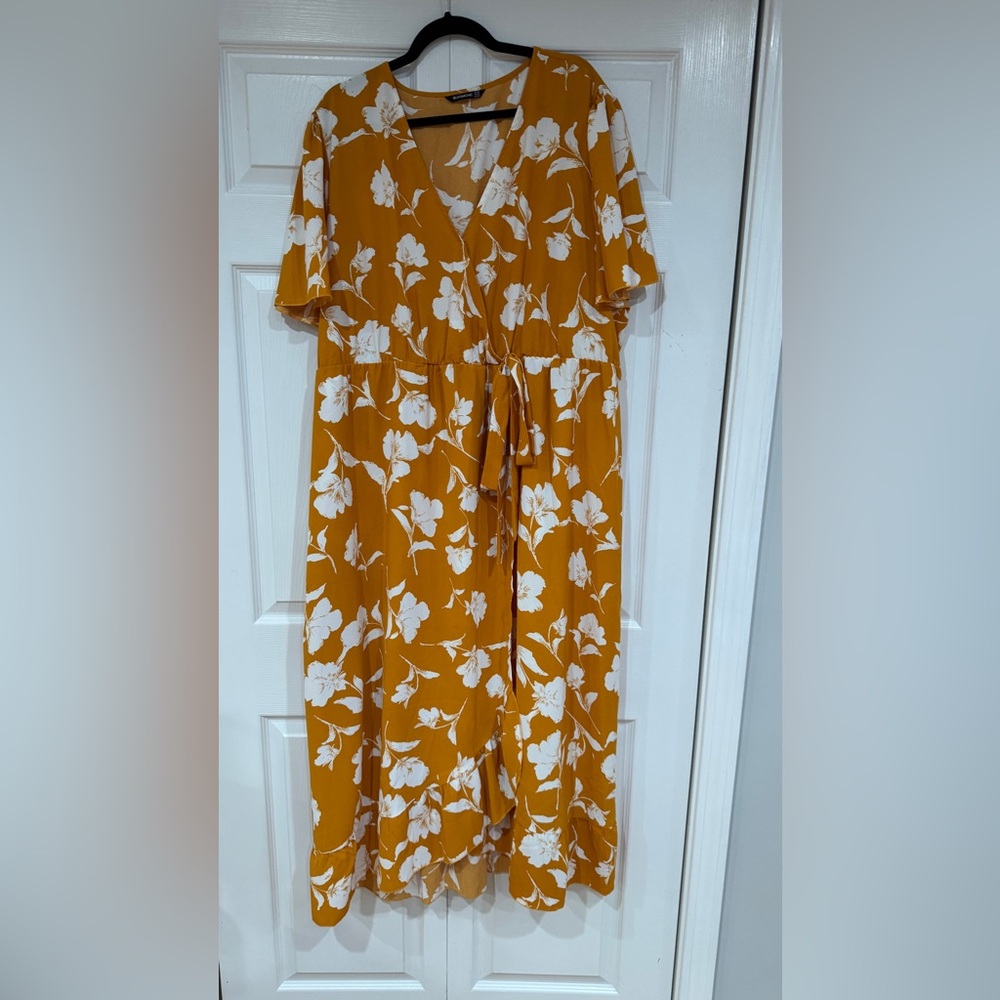 Floral Mustard Yellow Maxi Dress